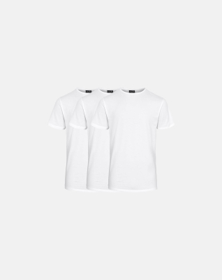Økologisk bomull, T-skjorte, 3-pack, Hvit -Claudio