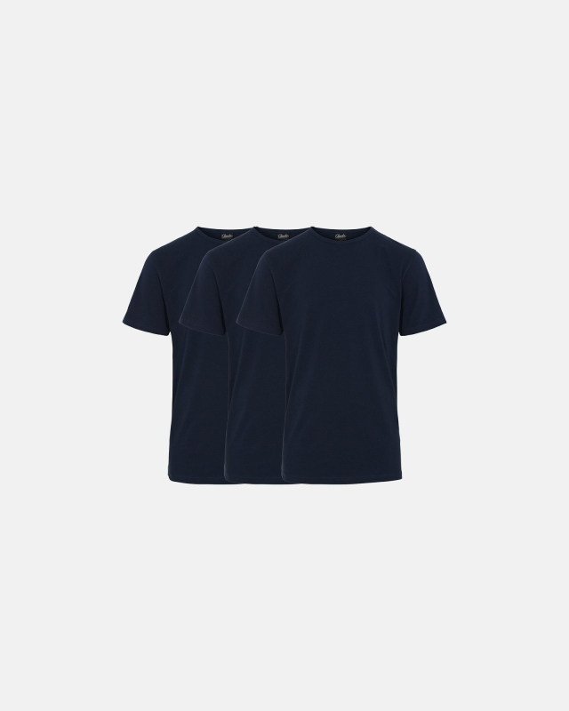 Økologisk bomull, T-skjorte, 3-pack, Navy -Claudio