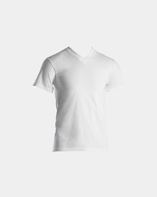 Økologisk bomull, T-skjorte v-neck "Jersey", Hvit -Dovre