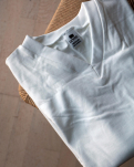 Økologisk bomull, T-skjorte v-neck "Jersey", Hvit -Dovre