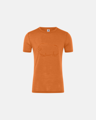 Økologisk ull 140g, T-skjorte, Orange med print -Dovre
