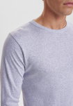 Økologisk bomull, Langermet T-skjorte "Rib", Lys grå -Dovre