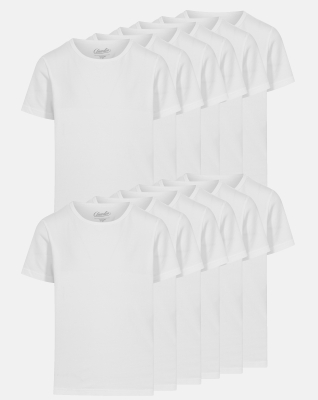 Økologisk bomull, T-skjorte, 12-pack, Hvit, Gutt -Claudio