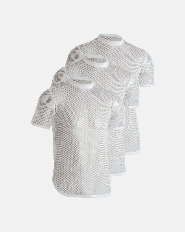 3-pack Økologisk bomull, Mesh t-skjorte, Hvit -Dovre