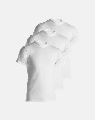3-pack Økologisk bomull, T-skjorte o-hals "Jersey", Hvit -Dovre