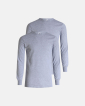 2-pack Økologisk bomull, Langermet T-skjorte "Rib", Lys grå - Dovre