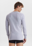 2-pack Økologisk bomull, Langermet T-skjorte "Rib", Lys grå -Dovre