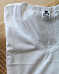 Økologisk bomull, T-shirt, v-neck, hvit -Dovre