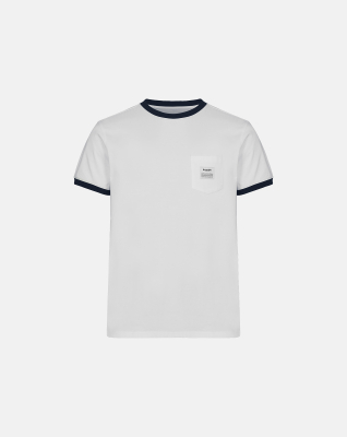 Økologisk bomull, T-skjorte "retro pocket", Hvit/Navy -Resteröds