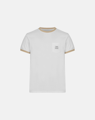 Økologisk bomull, T-skjorte "retro pocket", Hvit/Sand -Resteröds