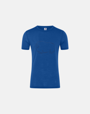 Økologisk ull 140g, T-skjorte, Blå med print -Dovre